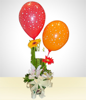 Rosas - Arreglo Feliz Cumpleaos: Flores con Globos