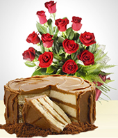Cumpleaños - Combo Dulzura: Pastel 12 personas + Bouquet 12 Rosas
