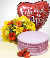 Pasteles - Combo Feliz Da Mam: Pastel, Bouquet y Globo