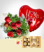 Globos - Sorpresa de Amor: Bouquet, Chocolates y Globo